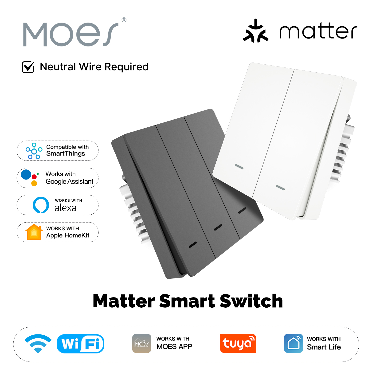 Analog Quartz Watch - MOES Matter Tuya WiFi Smart Light