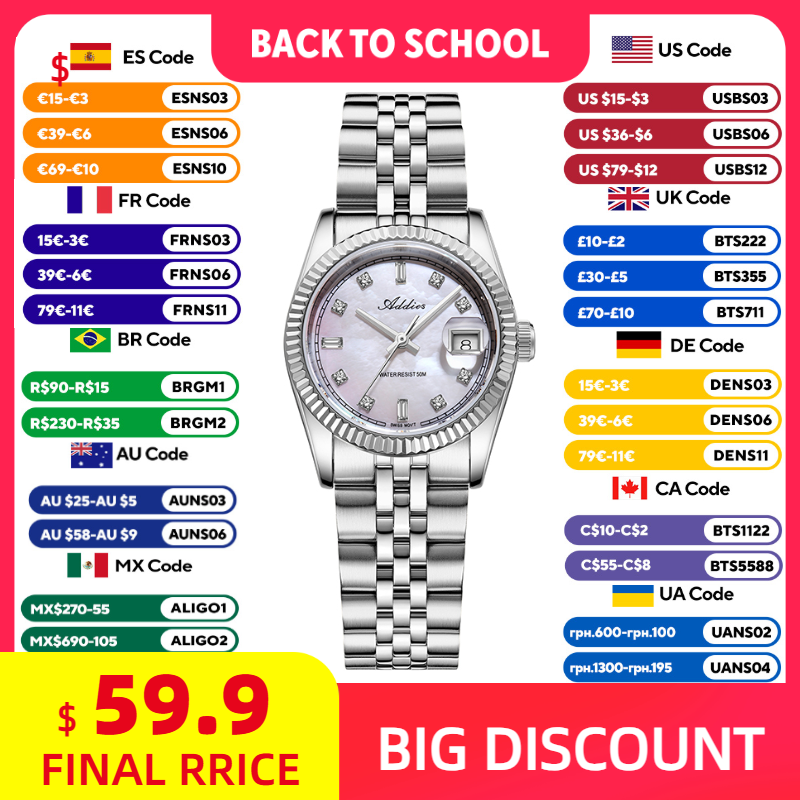 Waterproof Diving Watch - ADDIES 585 Orologi da donna al