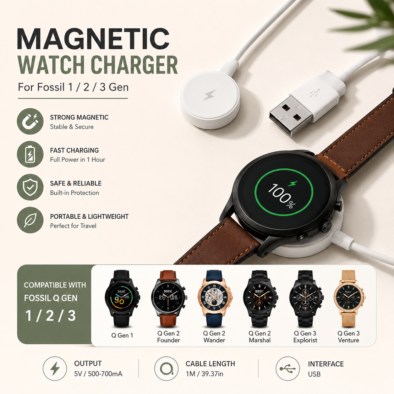 Adattatore USB per caricabatte - Fossil Watches Smartwatch Charger recensione e prezzo